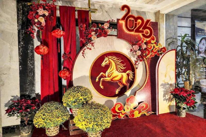 Khu vực check-in Tết giúp cư dân lưu giữ khoảnh khắc đầu xuân ý nghĩa.