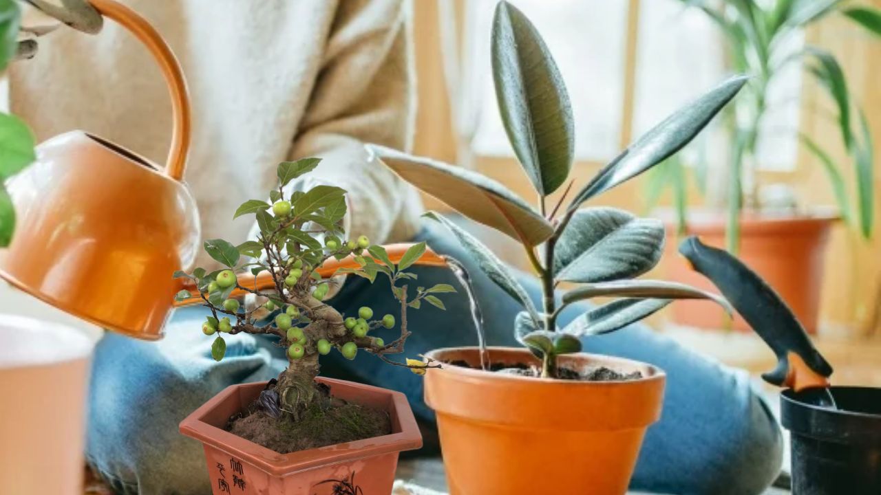 Giữ cây đủ nước, ánh sáng để luôn xanh tốt dịp Tết.