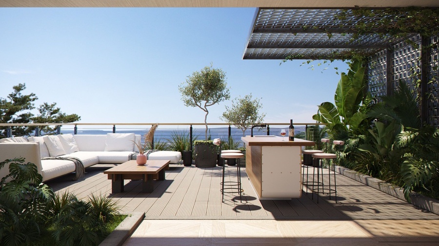 Sân vườn biệt thự trên sân thượng