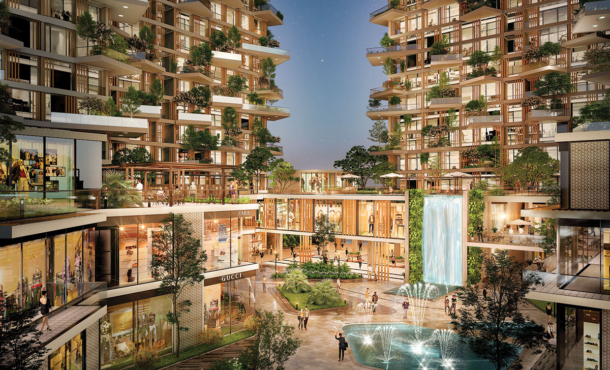 Thiết kế cảnh quan trung tâm thương mại là việc bố trí cây xanh và tiểu cảnh cho không gian mua sắm.