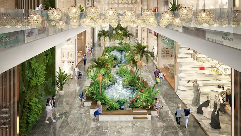 Lối đi và không gian mở giúp trung tâm thương mại thông thoáng, dễ di chuyển.