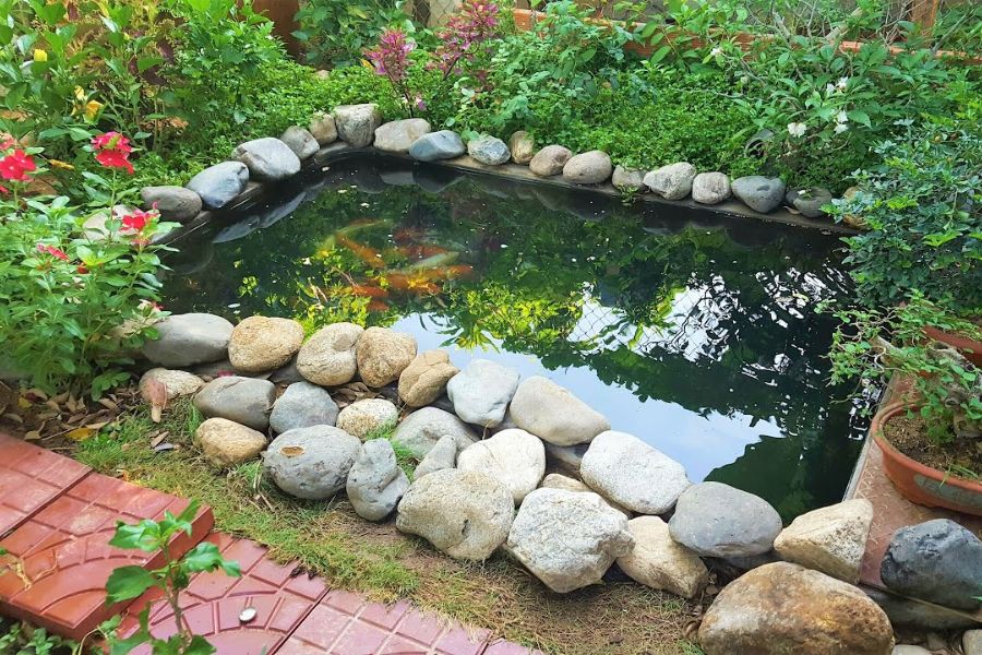 ​Mẫu tiểu cảnh hồ cá đẹp phong cách phương Đông