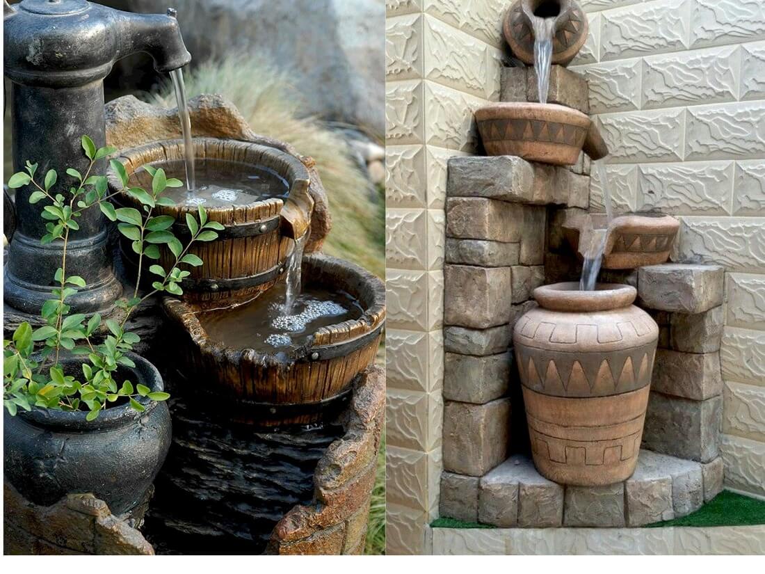 Tiểu cảnh thác nước chum gốm