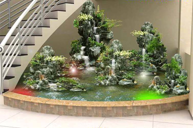 Tiểu cảnh thác nước gầm cầu thang